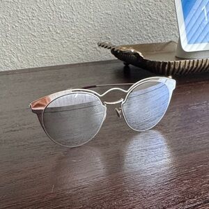 Dior Women's Silver Mirrored Round Sunglasses